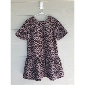 Lalavon Leopard Cheetah Animal Print Ruffle Hem Dress Womens Small